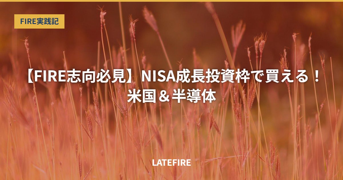 【FIRE志向必見】NISA成長投資枠で買える！米国＆半導体